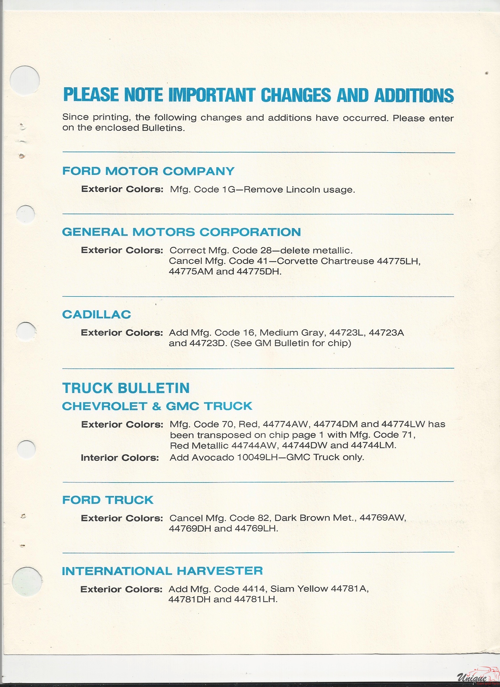 1977 AMC-1 Paint Charts